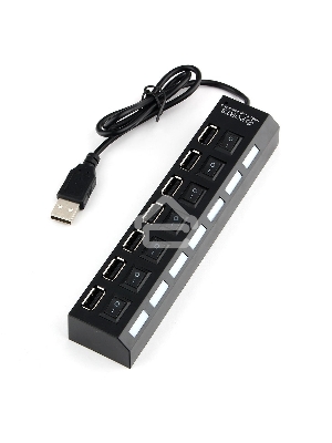 Концентратор USB 2.0 Gembird UHB-U2P7-02, 7 портов, питание, блистер
