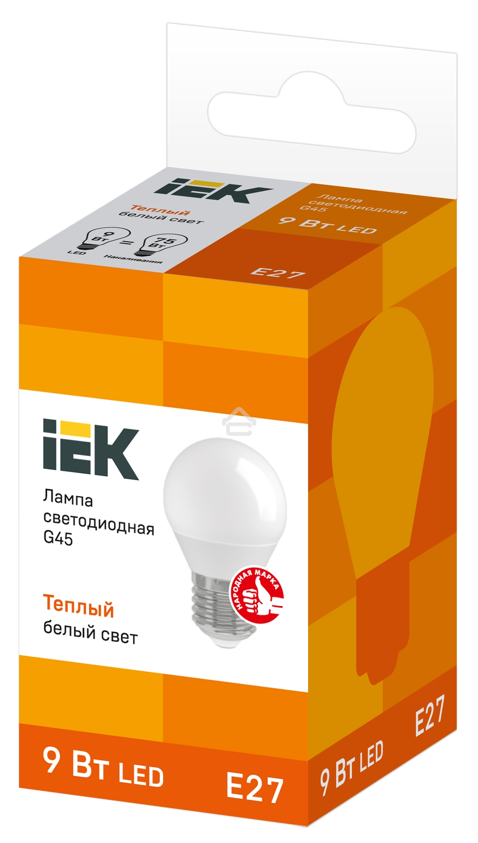 Лампа Iek LLE-G45-9-230-30-E27 светодиодная ECO G45 шар 9Вт 230В 3000К E27