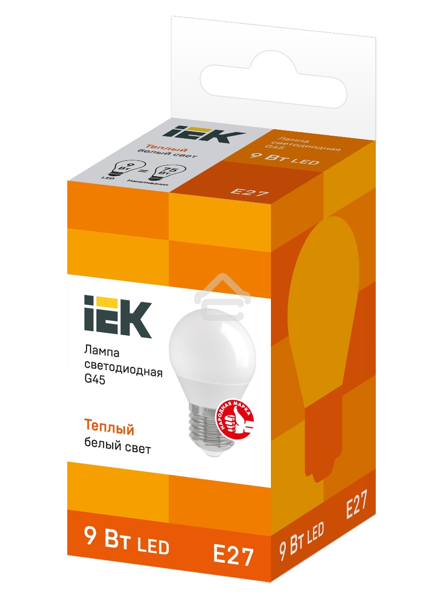 Лампа Iek LLE-G45-9-230-30-E27 светодиодная ECO G45 шар 9Вт 230В 3000К E27