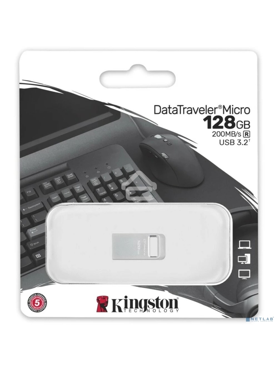 Флеш диск Kingston 128Gb DataTraveler Micro DTMC3G2/128GB USB3.0 серебристый