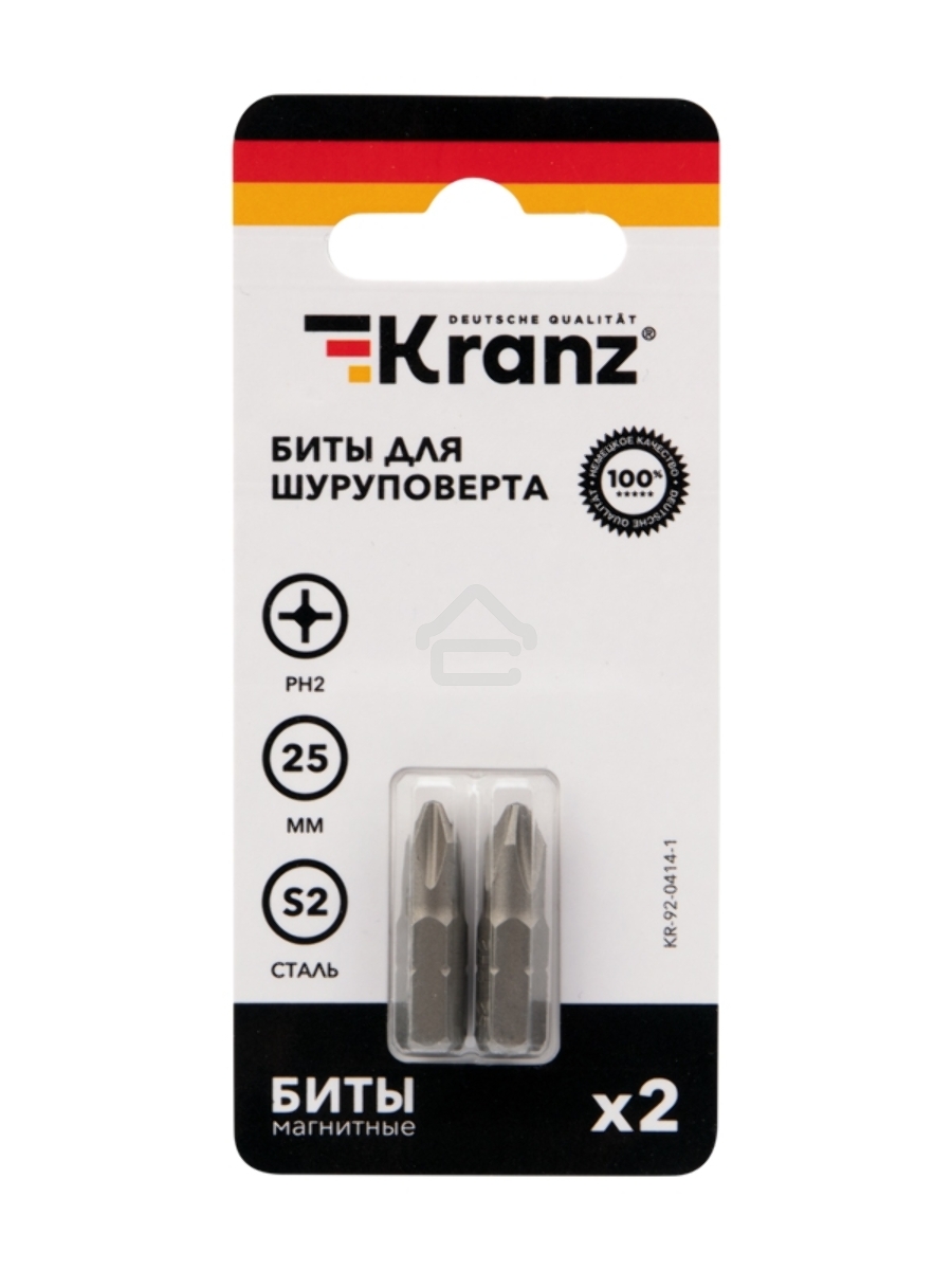 Бита для шуруповерта KRANZ PH2х25 мм (2 шт./уп.)