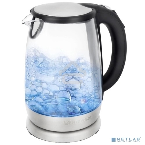 Чайник электрический Kitfort КТ-628 1.7 л, 2200 Вт, серебристый (корпус: стекло)