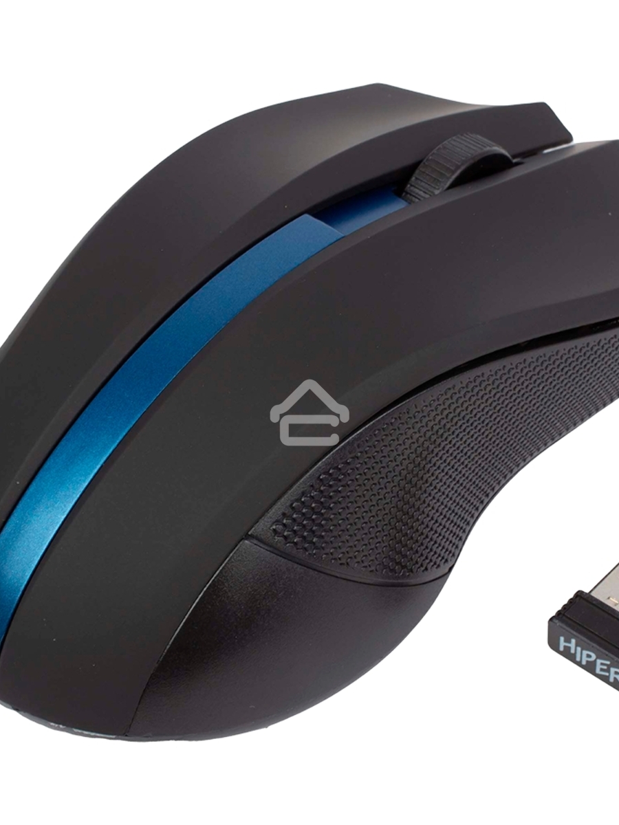 Мышь беспроводная HIPER HOMW-074 черный/синий, 1000 dpi, радиоканал, USB, кнопки - 3