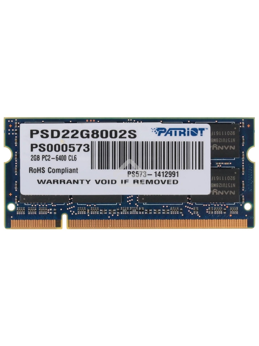 Оперативная память Patriot, DDR2, 2GB (1x2 GB), 800 MHz, CL6, SO-DIMM