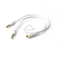 Кабель аудио Cablexpert CCAB-02-35F2M-0.2MB. 3.5 Jack 4pin(F)/2х 3.5 Jack(M) наушники и микрофон, черный, 0.2м, блистер