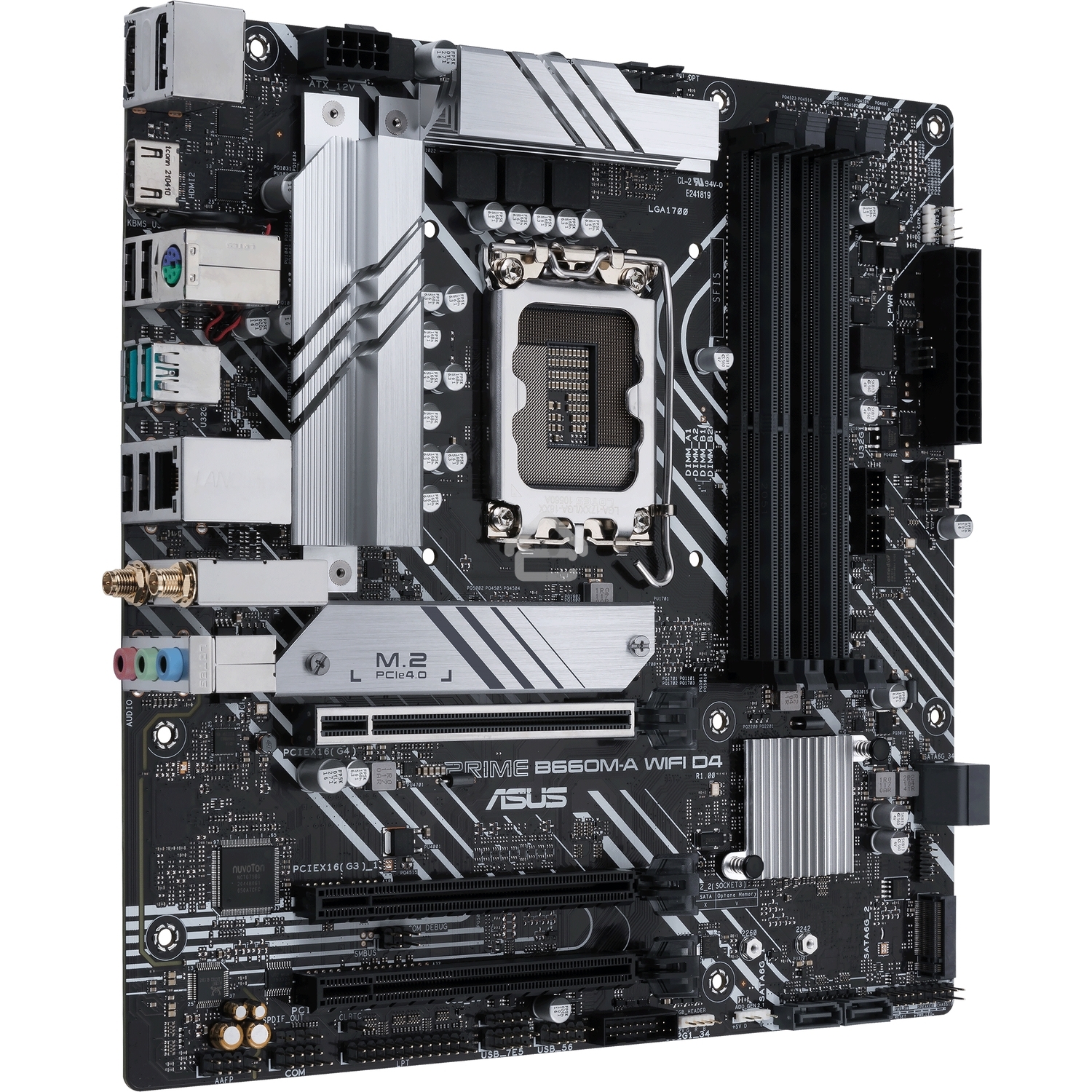 Материнская плата ASUS PRIME B660M-A WIFI D4, Socket LGA 1700, Intel B660, 4xDDR4, 4xSATA, 2xM.2, 1xPCIe 4.0 x16, 1xPCIe 3.0 x16, 1xDP, 2xHDMI, 1x 1Gb LAN, 2xUSB-A 3.2 Gen 2, 4xUSB-A 2.0, 3x3.5 мм, 7.1, mATX