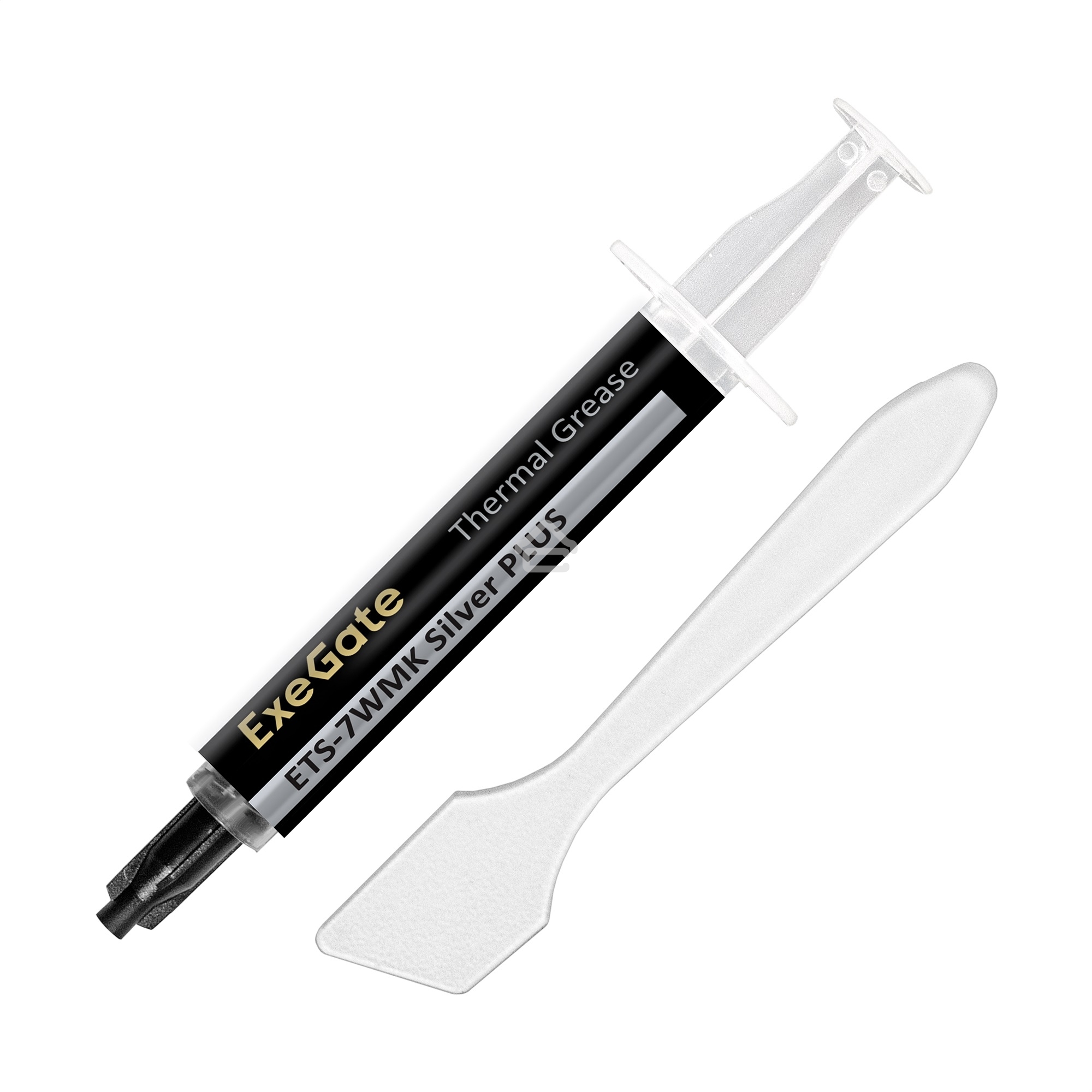 Термопаста ExeGate ETS-7WMK Silver PLUS (7,2 Вт/(м•К), 1.5г, шприц с лопаткой)