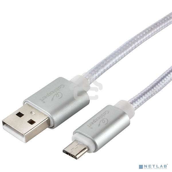 Кабель USB2.0 Cablexpert CC-U-mUSB02S-1.8M, AM/microB, серия Ultra, длина 1.8м, серебристый, блистер