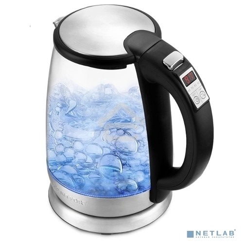 Чайник электрический Kitfort КТ-628 1.7 л, 2200 Вт, серебристый (корпус: стекло)