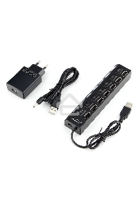 Концентратор USB 2.0 Gembird UHB-U2P7-02, 7 портов, питание, блистер