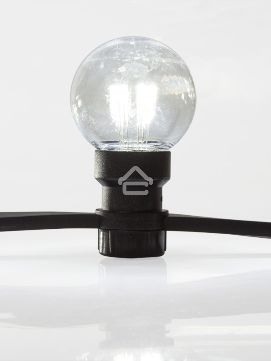 Гирлянда LED Galaxy Bulb String 10м, черный КАУЧУК, 30 ламп*6 LED БЕЛЫЕ, влагостойкая IP65