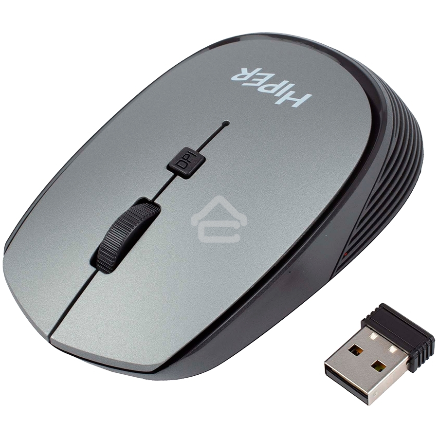 Мышь беспроводная HIPER HOMW-081 серый, 1600 dpi, радиоканал, USB, кнопки - 4