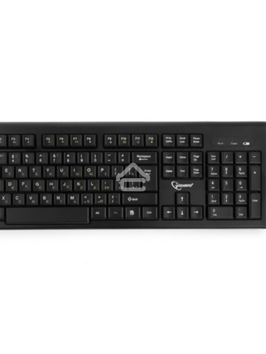 Комплект клавиатура+мышь беспроводные Gembird KBS-8002, 2.4ГГц, черный, 104 клавиши+2 кнопки+колесо кнопка, 1000DPI, батарейки в комплекте