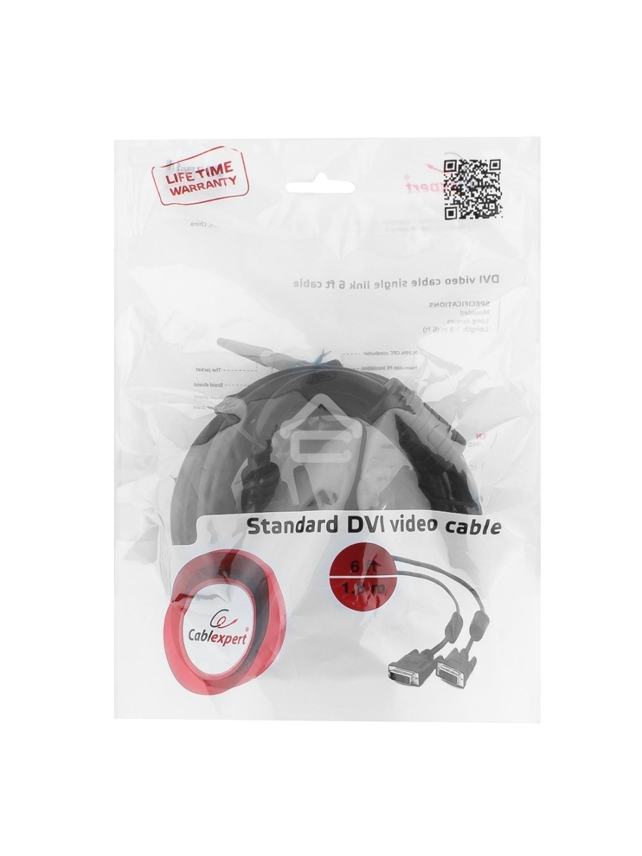Кабель DVI-D single link Gembird/Cablexpert , 19M/19M, 1.8м, черный, экран, феррит.кольца, пакет (CC-DVI-BK-6)