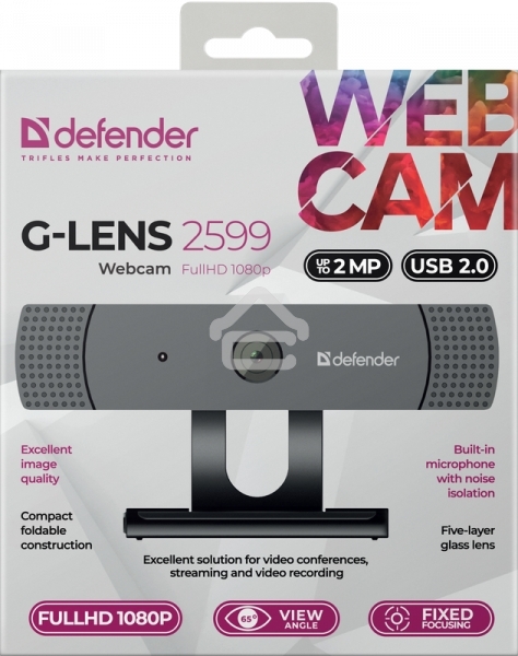 Веб-камера Defender G-lens 2599 FullHD 1080p, 2МП