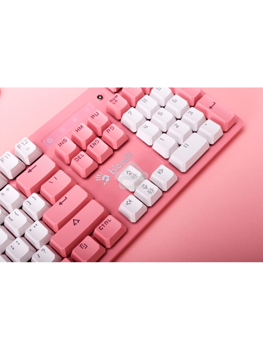 Клавиатура A4Tech Bloody B800 Dual Color проводная USB розовый/белый