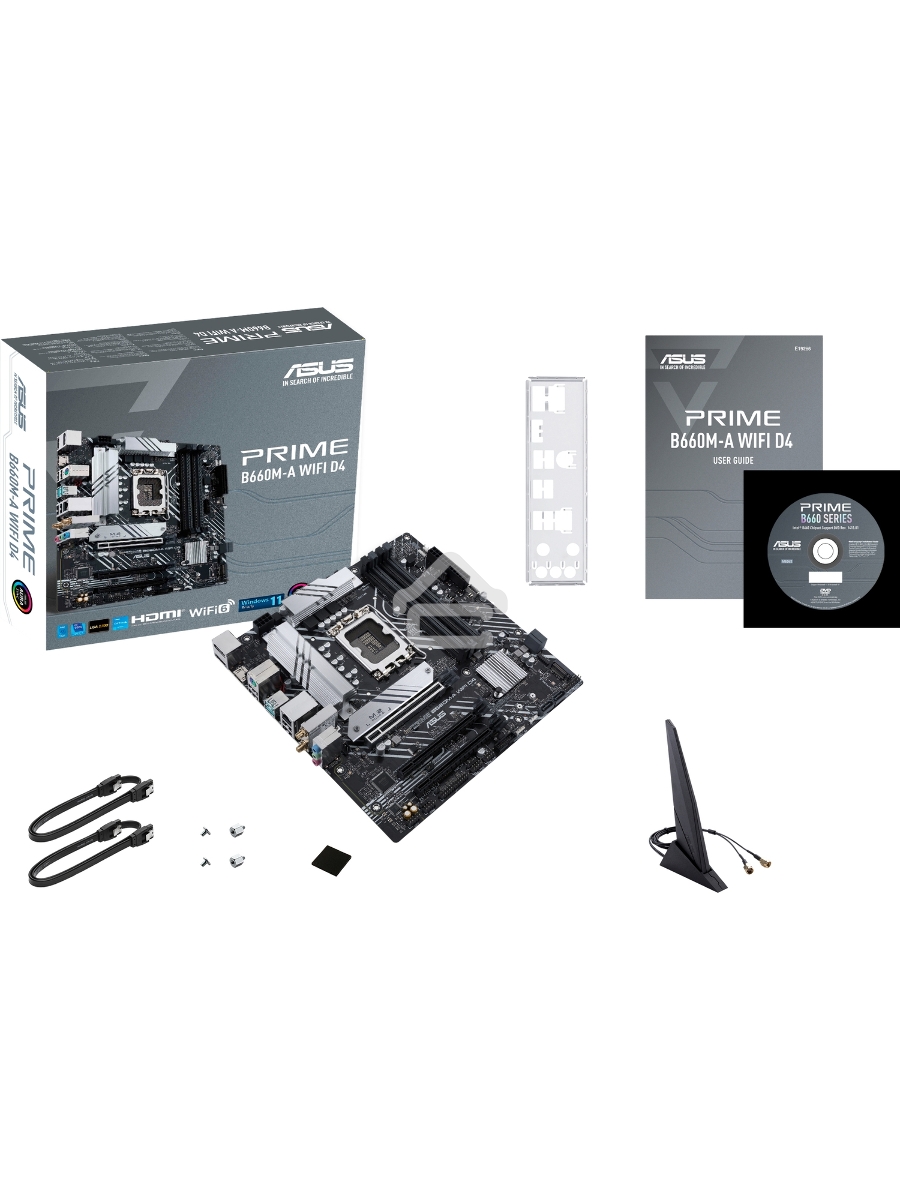 Материнская плата ASUS PRIME B660M-A WIFI D4, Socket LGA 1700, Intel B660, 4xDDR4, 4xSATA, 2xM.2, 1xPCIe 4.0 x16, 1xPCIe 3.0 x16, 1xDP, 2xHDMI, 1x 1Gb LAN, 2xUSB-A 3.2 Gen 2, 4xUSB-A 2.0, 3x3.5 мм, 7.1, mATX