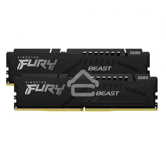 Оперативная память Kingston Fury Beast, DDR5, 16GB (2x8GB), 5200MHz, CL40, DIMM, радиатор, черный