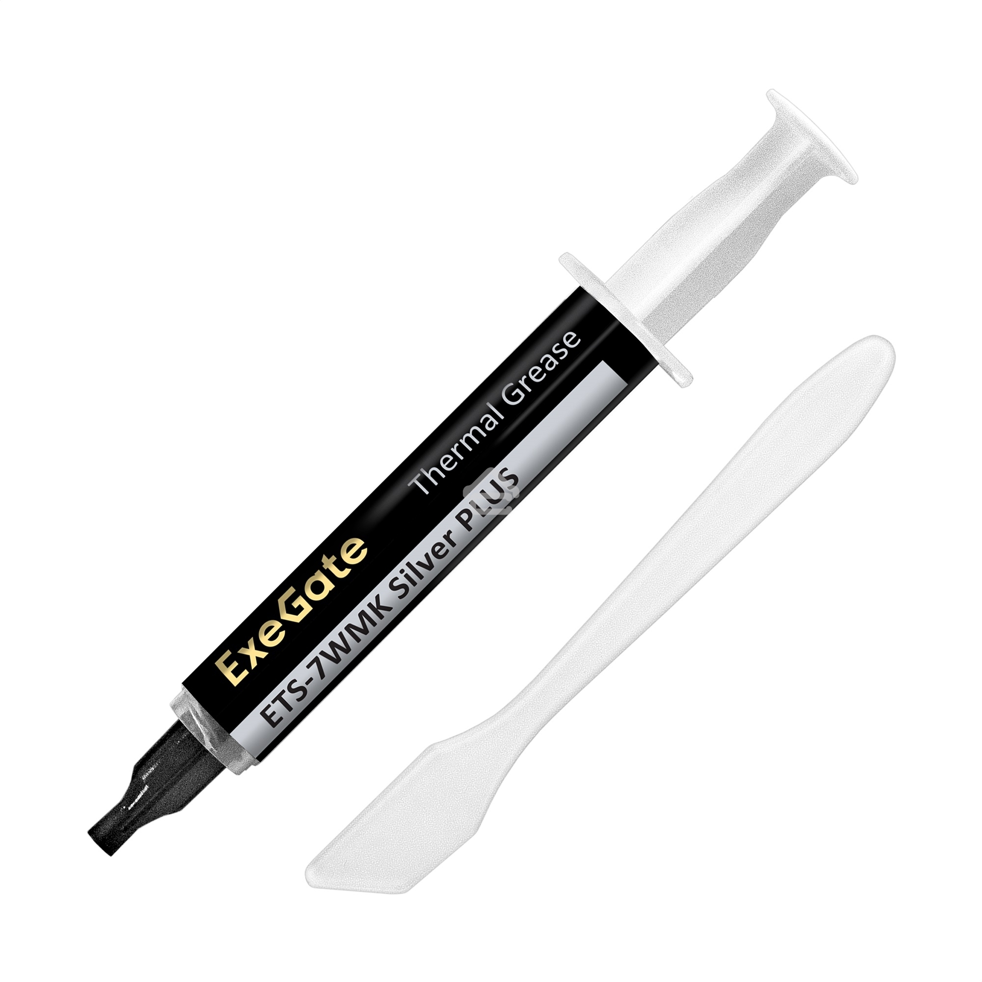 Термопаста ExeGate ETS-7WMK Silver PLUS (7,2 Вт/(м•К), 3г, шприц с лопаткой)