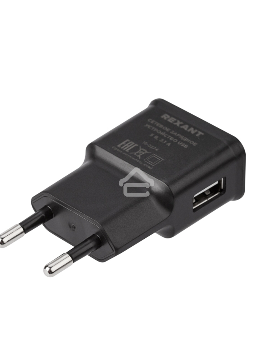 Сетевое зарядное устройство Rexant USB, 5V, 2.1 A, черный
