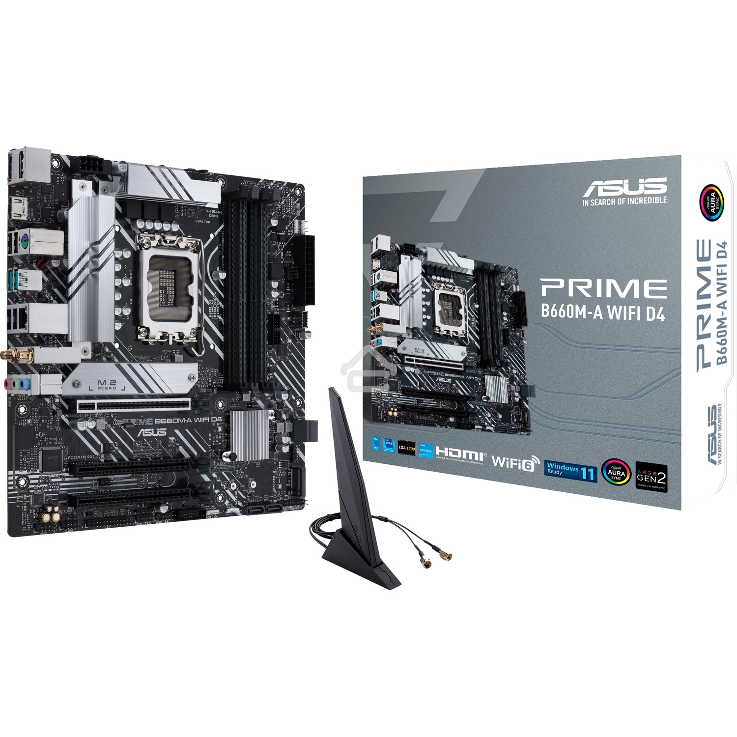 Материнская плата ASUS PRIME B660M-A WIFI D4, Socket LGA 1700, Intel B660, 4xDDR4, 4xSATA, 2xM.2, 1xPCIe 4.0 x16, 1xPCIe 3.0 x16, 1xDP, 2xHDMI, 1x 1Gb LAN, 2xUSB-A 3.2 Gen 2, 4xUSB-A 2.0, 3x3.5 мм, 7.1, mATX