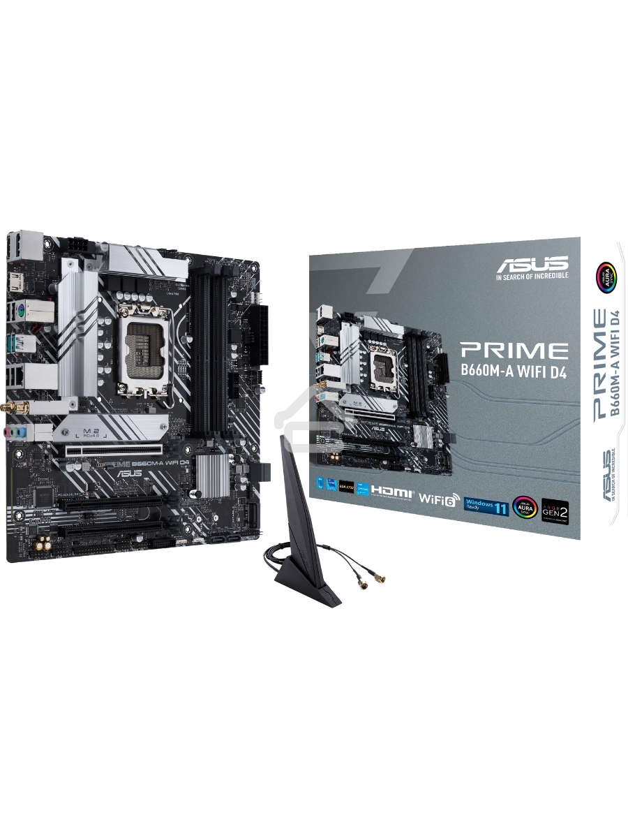 Материнская плата ASUS PRIME B660M-A WIFI D4, Socket LGA 1700, Intel B660, 4xDDR4, 4xSATA, 2xM.2, 1xPCIe 4.0 x16, 1xPCIe 3.0 x16, 1xDP, 2xHDMI, 1x 1Gb LAN, 2xUSB-A 3.2 Gen 2, 4xUSB-A 2.0, 3x3.5 мм, 7.1, mATX