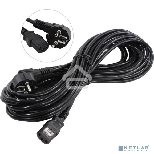 Кабель питания ExeGate Power PC-10P (Евровилка угловая Schuko->С13) VDE-250V-3*0.75-CU, 10A, 10м