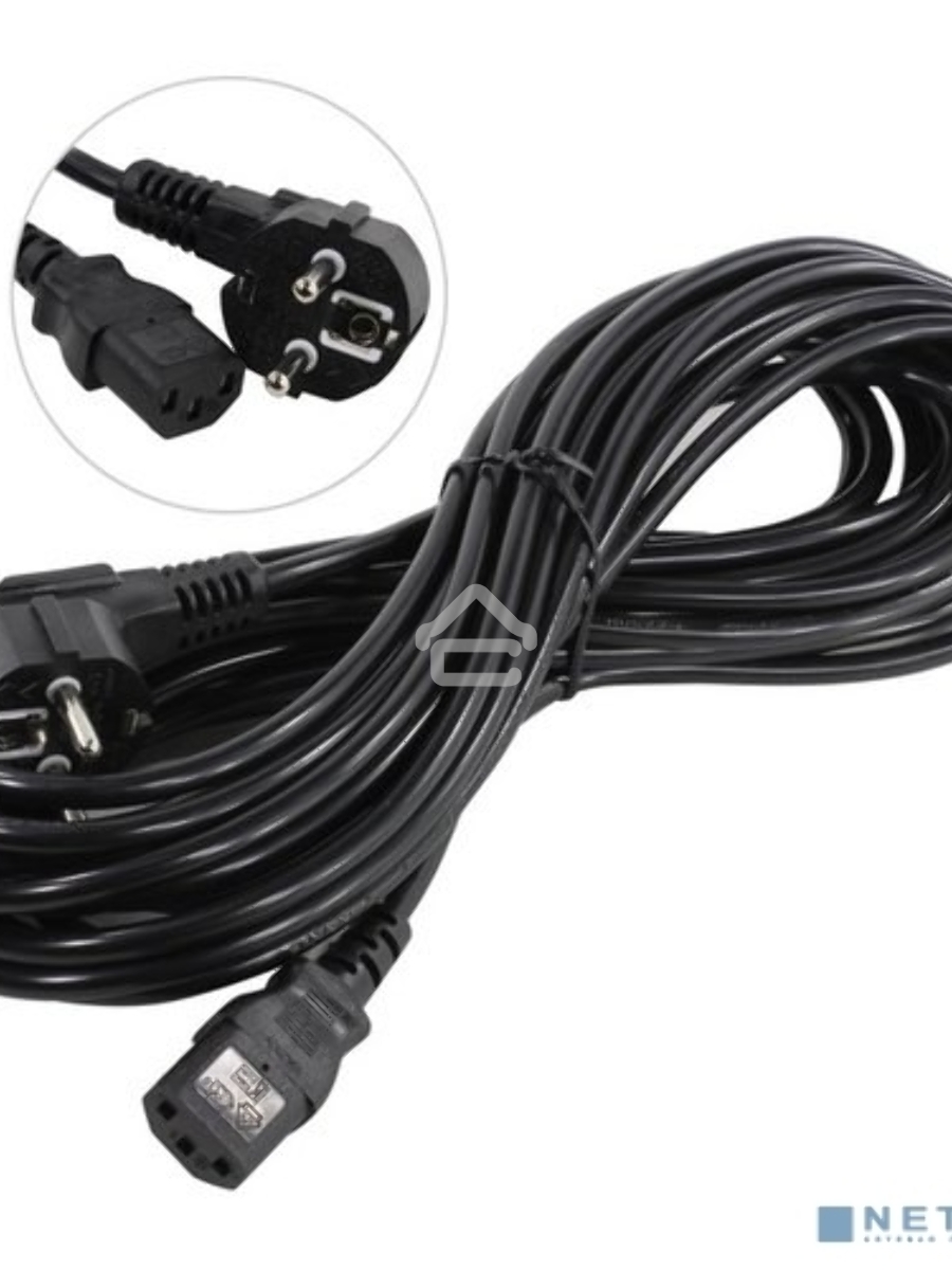 Кабель питания ExeGate Power PC-10P (Евровилка угловая Schuko->С13) VDE-250V-3*0.75-CU, 10A, 10м