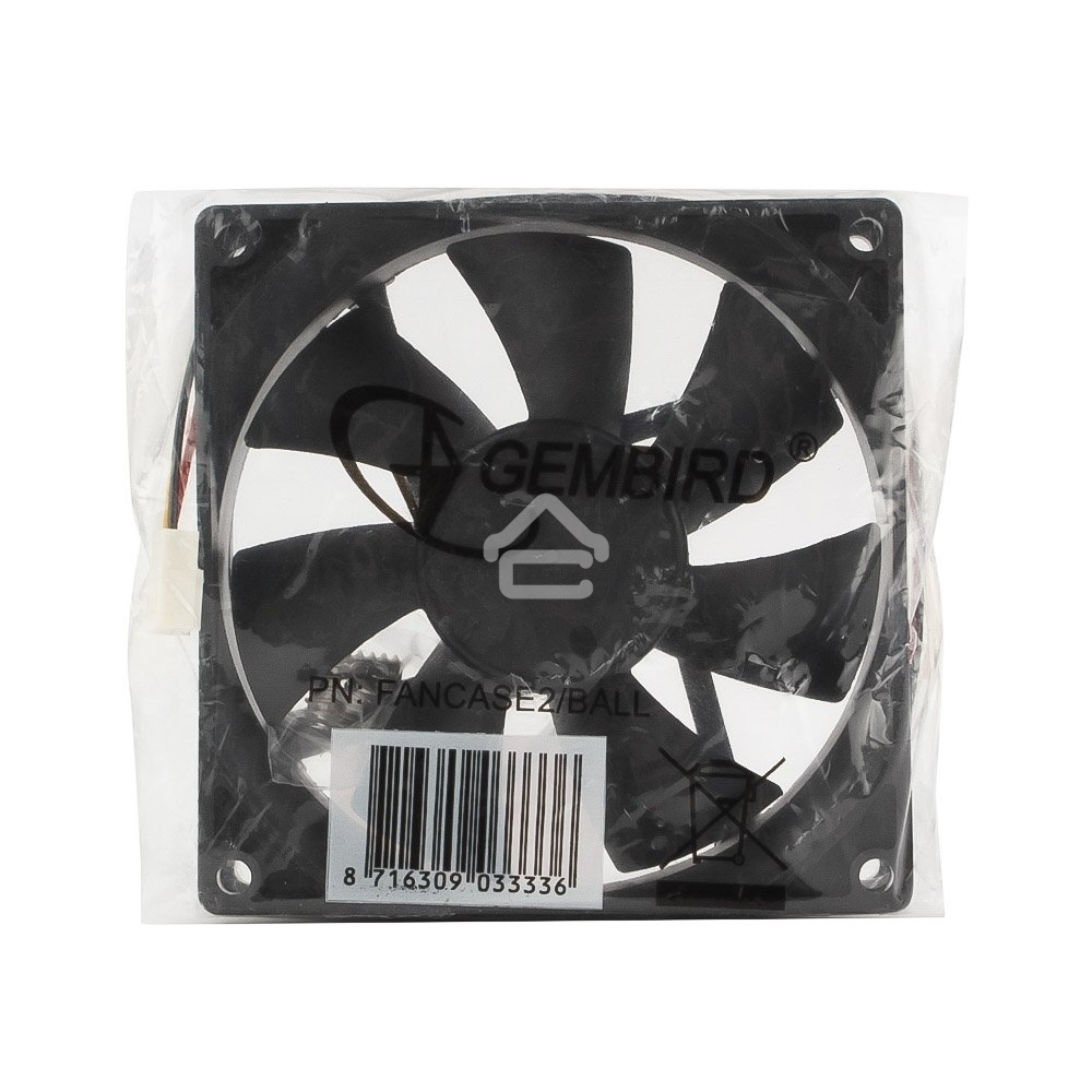 Вентилятор для корпуса Gembird FANCASE2/BALL черный, 90 мм, 2500 об/мин, 26 дБ, 3 pin