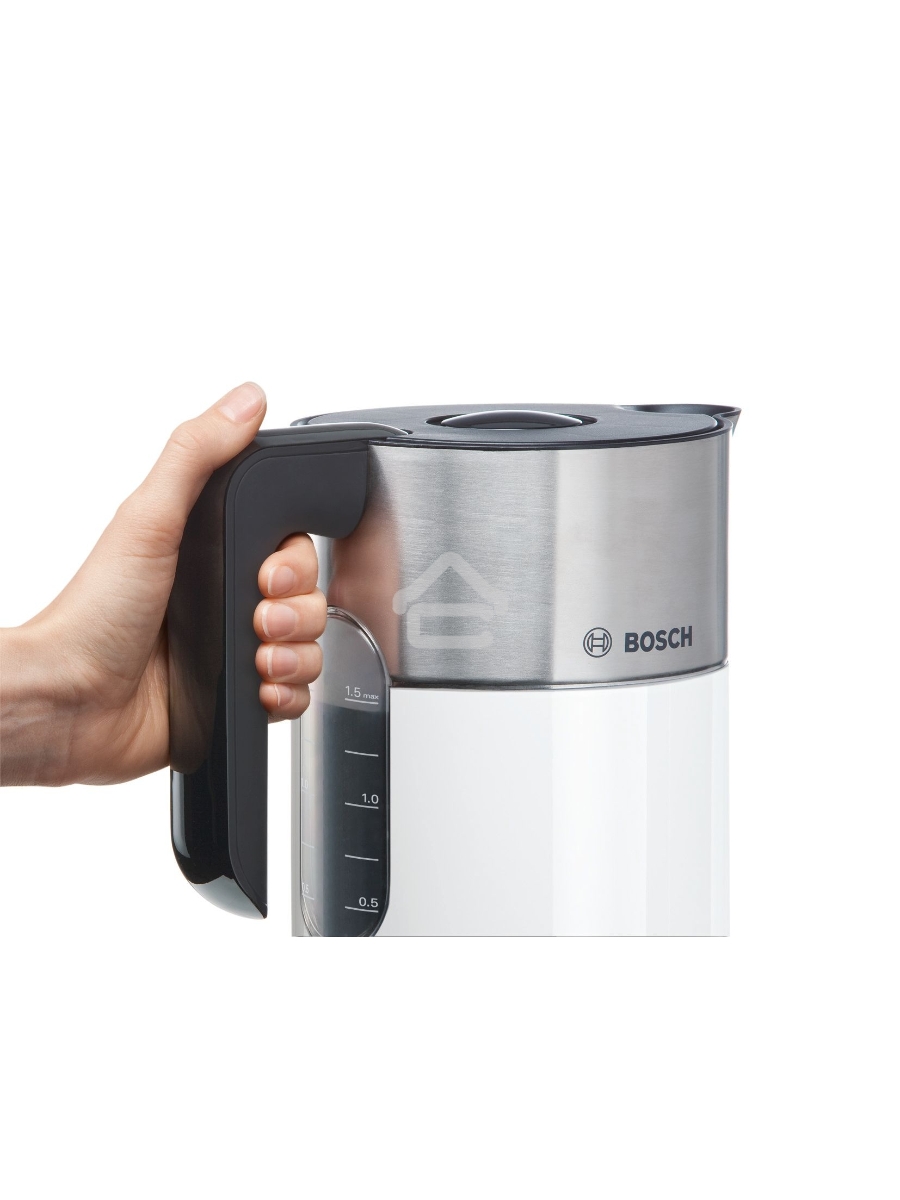 Чайник электрический Bosch TWK8611P 1.5л. 2400Вт белый/серебристый (корпус: нержавеющая сталь)
