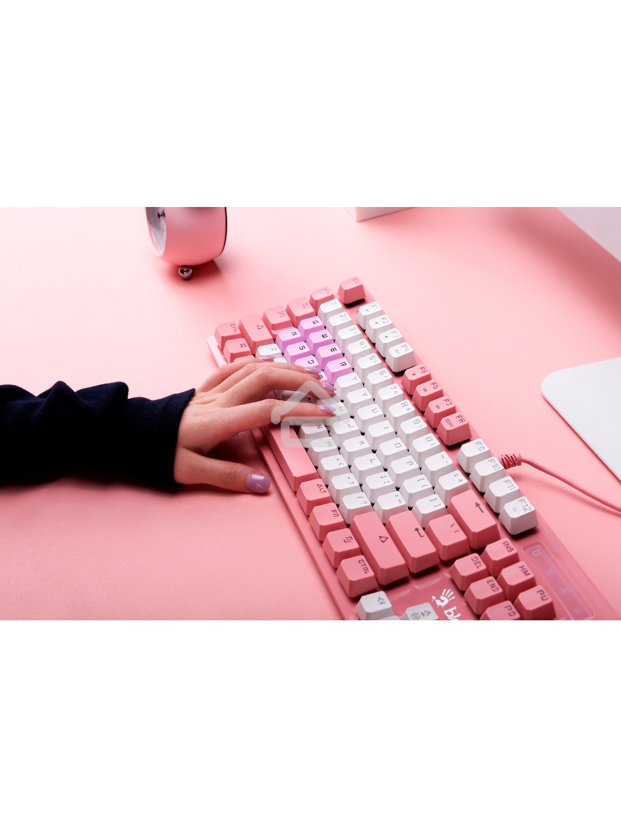 Клавиатура A4Tech Bloody B800 Dual Color проводная USB розовый/белый