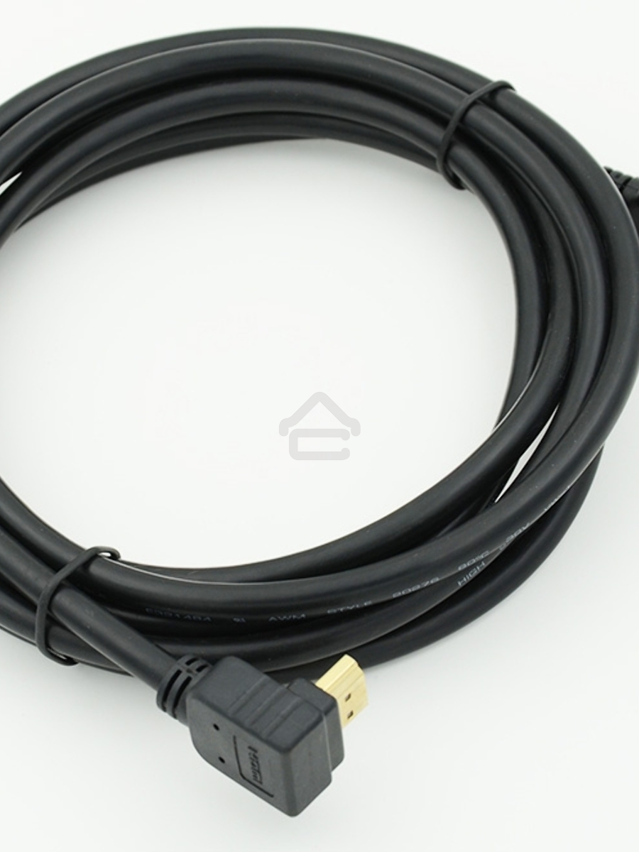 Кабель HDMI 3м, 19pin to 19pin, 1 угловой разъем, черный