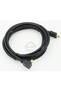 Кабель HDMI 3м, 19pin to 19pin, 1 угловой разъем, черный