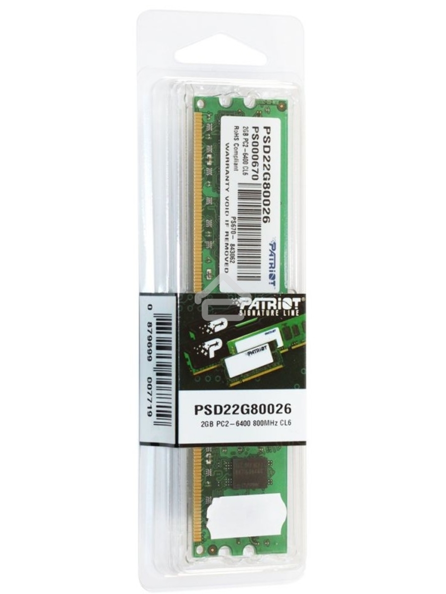Оперативная память Patriot, DDR2, 2GB (1x2 GB), 800 MHz, CL6, DIMM