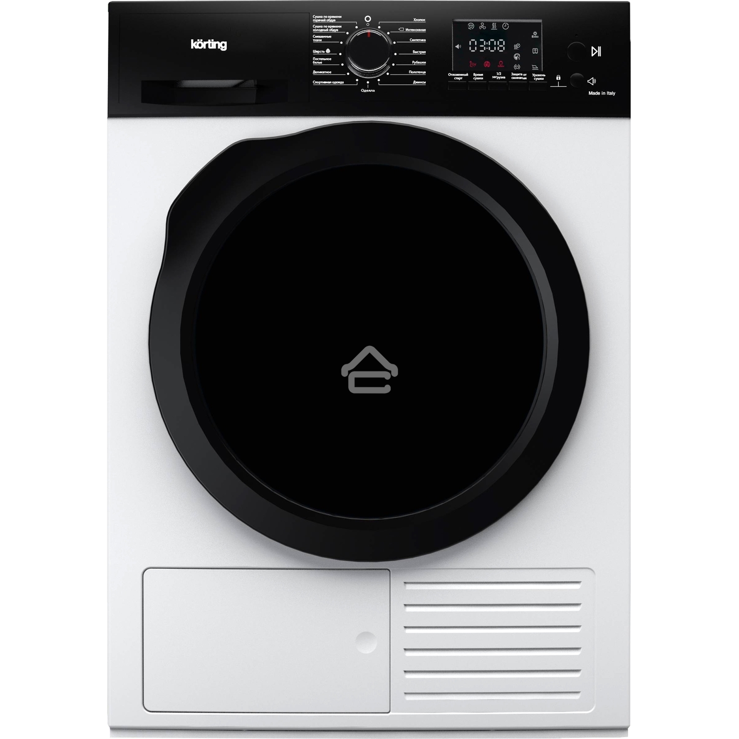 Сушильная машина Korting KD 69 IHP белый, 9 кг, сушка - тепловой насос, программ - 15, 59.6 x 85 x 64 см