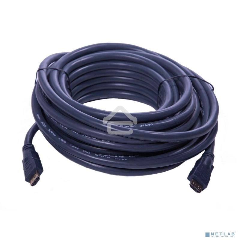 Кабель HDMI CP-HM-HM-10M Wize, 10 м, v.2.0, K-Lock, soft cable, 19M/19M, позол.разъемы, экран, темно-серый, пакет