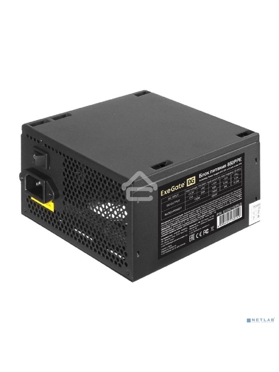 Блок питания ExeGate 850PPE (EX292162RUS), 850Вт, 80 PLUS, 120мм, черный