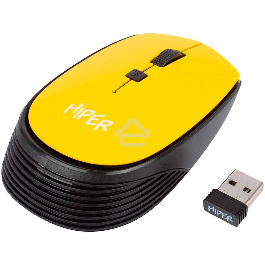 Мышь беспроводная HIPER HOMW-085 желтый, 1600 dpi, радиоканал, USB, кнопки - 4