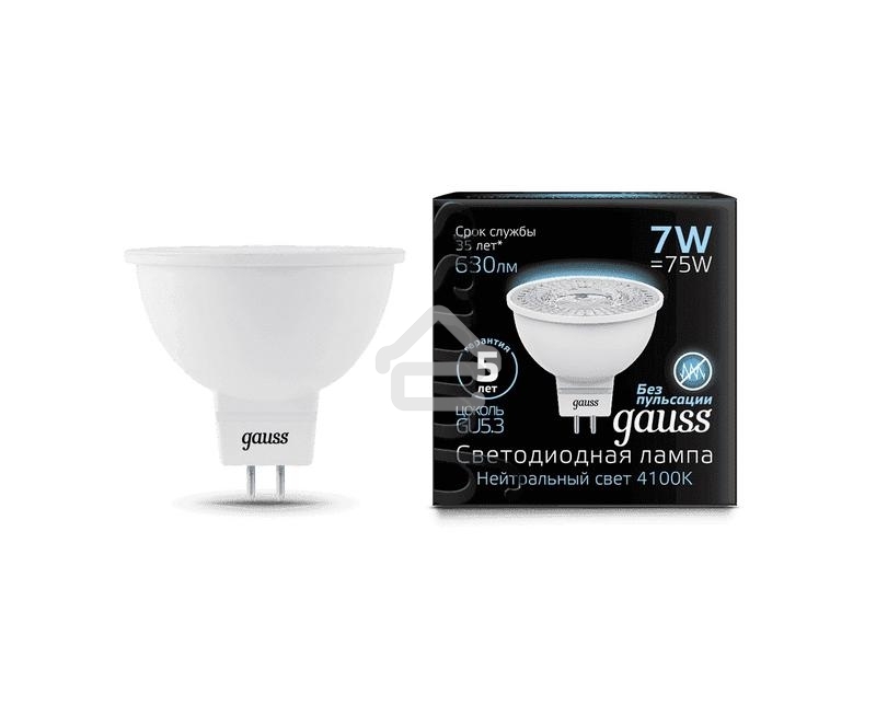 Светодиодная лампа GAUSS 101505207 LED MR16 GU5.3 7W 630lm 4100K 1/10/100