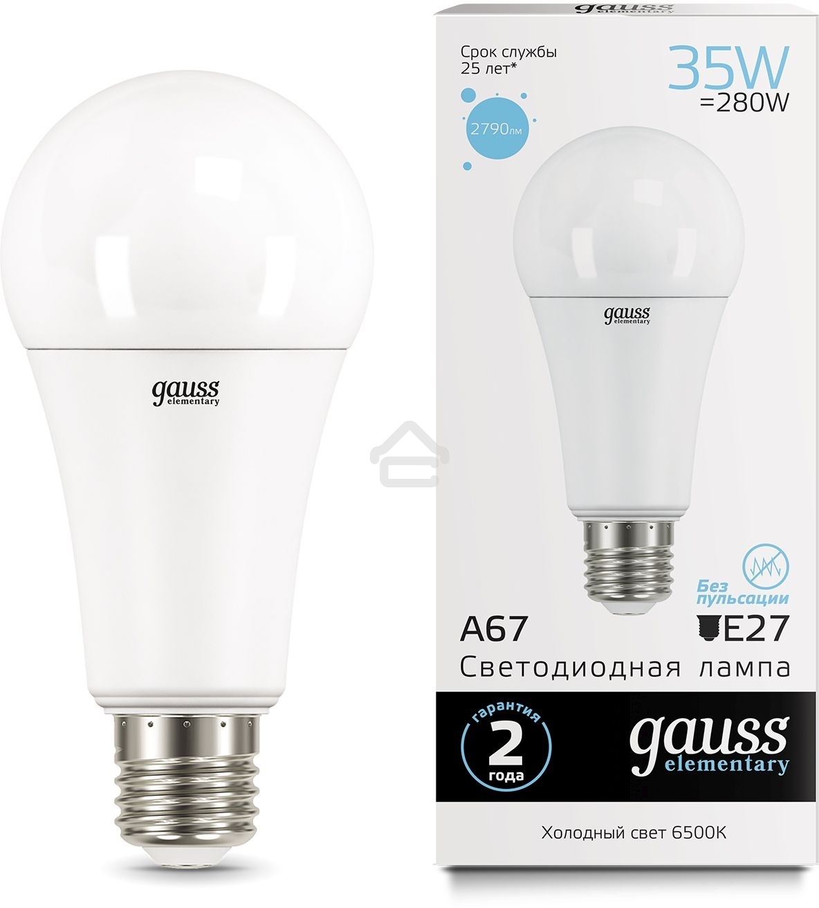 Лампа светодиодная LED Gauss Elementary A67 35Вт E27 6500К