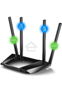 Роутер беспроводной Cudy LT400 N300 10/100BASE-TX/4G cat.4 черный
