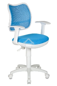 Кресло компьютерное Бюрократ CH-W797/LB/TW-55 TW-55 голубой, спинка сетка, сиденье голубой, пластик белый