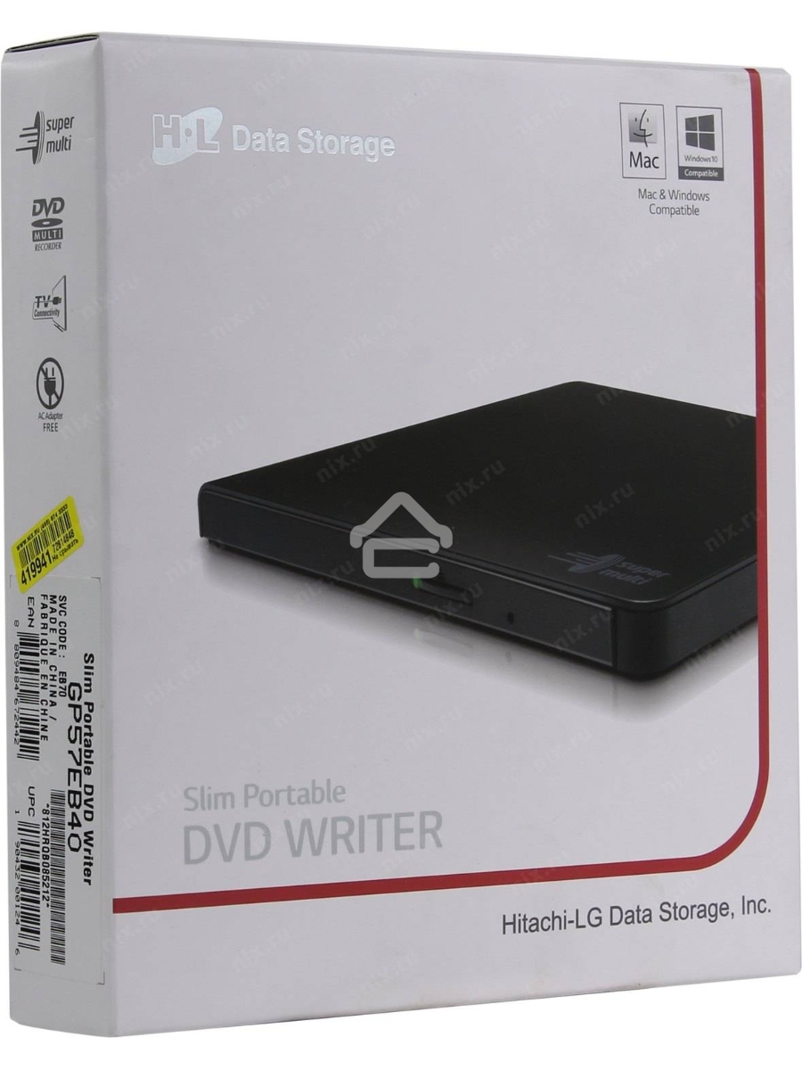 Привод DVD-RW LG GP57ES40 серебристый USB внешний