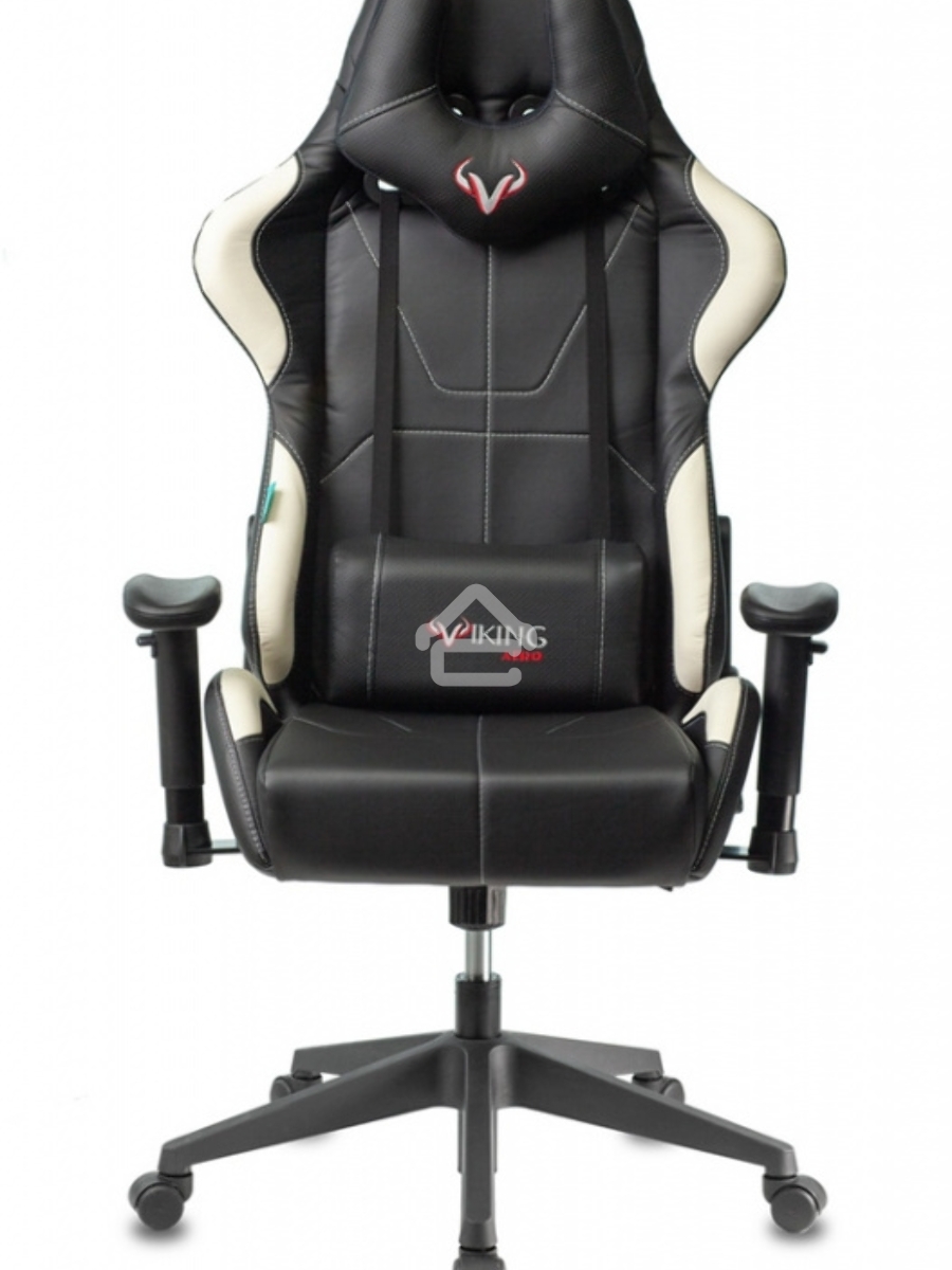Кресло игровое Бюрократ VIKING 5 AERO WHITE черный/белый искусственная кожа