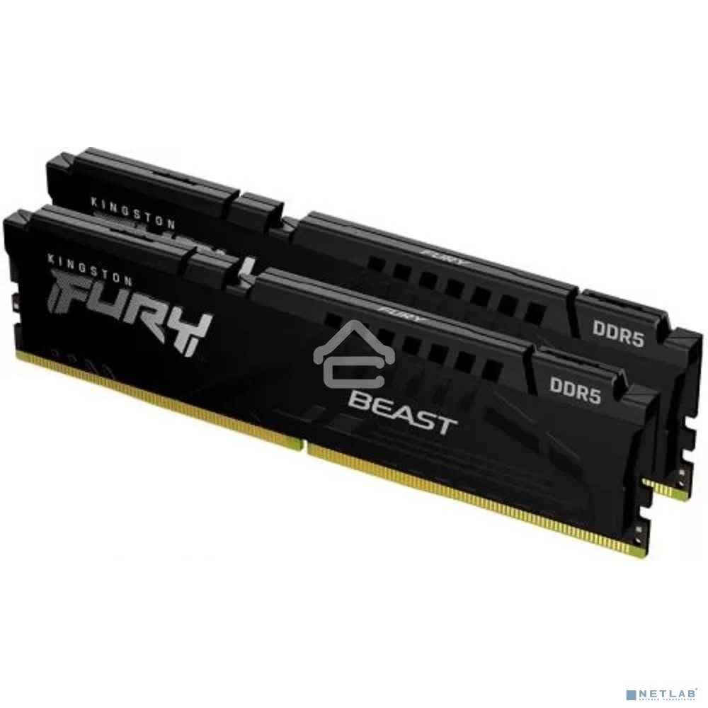 Оперативная память Kingston Fury Beast, DDR5, 64Gb (2x32Gb), 6000MHz, CL36, DIMM, с радиатором, черный
