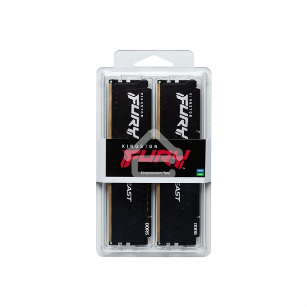 Оперативная память Kingston Fury Beast, DDR5, 64GB (2x32GB), 5600MHz, CL40, DIMM, радиатор, черный