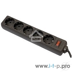 Сетевой фильтр Defender ES, 5.0 м, 5 розеток, черный
