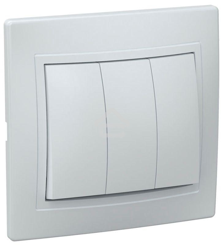 Выключатель 3-кл. СП КВАРТА 10А IP20 белый ИЭК EVK30-K01-10-DM