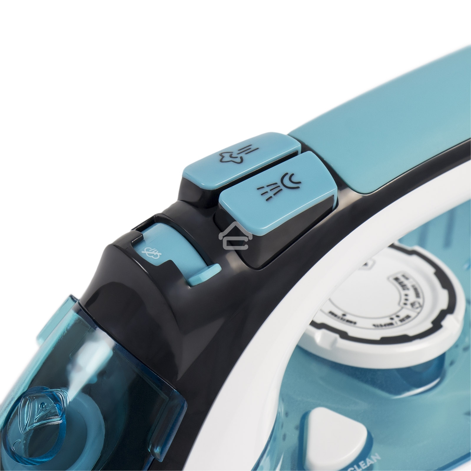 Утюг Galaxy Line GL 6123, голубой с белым, паровой, 2500 Вт, постоянный пар 50 г/мин, паровой удар 230 г/мин, функции: самоочистка, антикапля, антинакипь, функция увлажнения, вертикальное отпаривание, защита от перегрева, индикатор нагрева, керамическое п