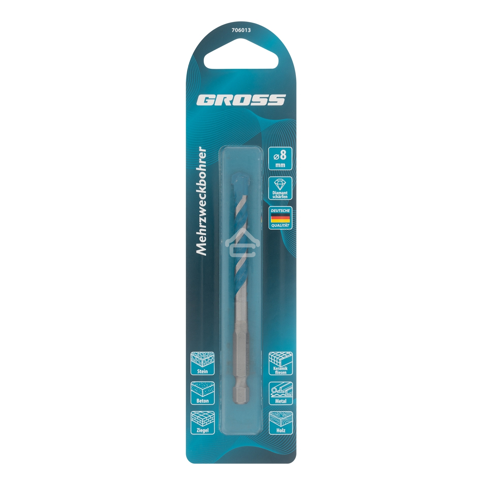 Сверло универсальное Gross Multipurpose PRO, 6-гр. хвостовик, 8мм